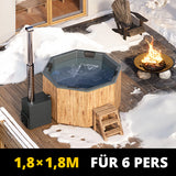 HotTub Badefass mit GFK-Einsatz für 6 Personen | 1.8 × 1.8