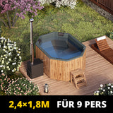 HotTub Badefass mit GFK-Einsatz für 9 Personen | 2,40×1,80