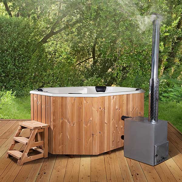 HotTub Badefass mit GFK-Einsatz für 6 Personen | 2,40×1,80