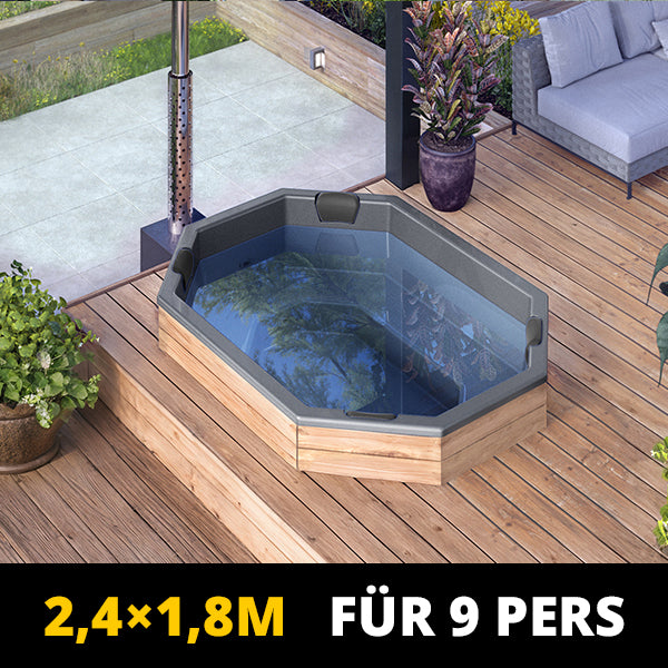 HotTub GFK Einbau-Badefass für 9 Personen | 2,40×1,80
