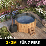 HotTub Badefass mit GFK-Einsatz für 7 Personen | 2×2