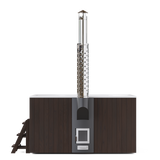 wellmia® Elite Quattro 200 | Badefass Set mit integriertem Holzofen, Schornsteinsystem, Thermodeckel, Holzleiter und Ablagefläche | 2 x 2