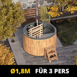 HotTub Badefass mit GFK-Einsatz für 3 Personen | Ø 1,8m