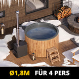 HotTub Badefass mit GFK-Einsatz für 4 Personen | Ø 1,8m