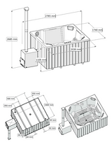 HotTub Badefass mit GFK-Einsatz für 8 Personen | 2×1,7