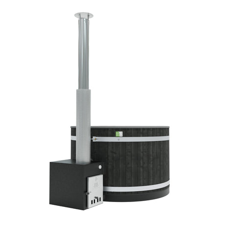 Kirami Annex Family M | Badefassset mit Holzofen | 170 cm / 29 kW