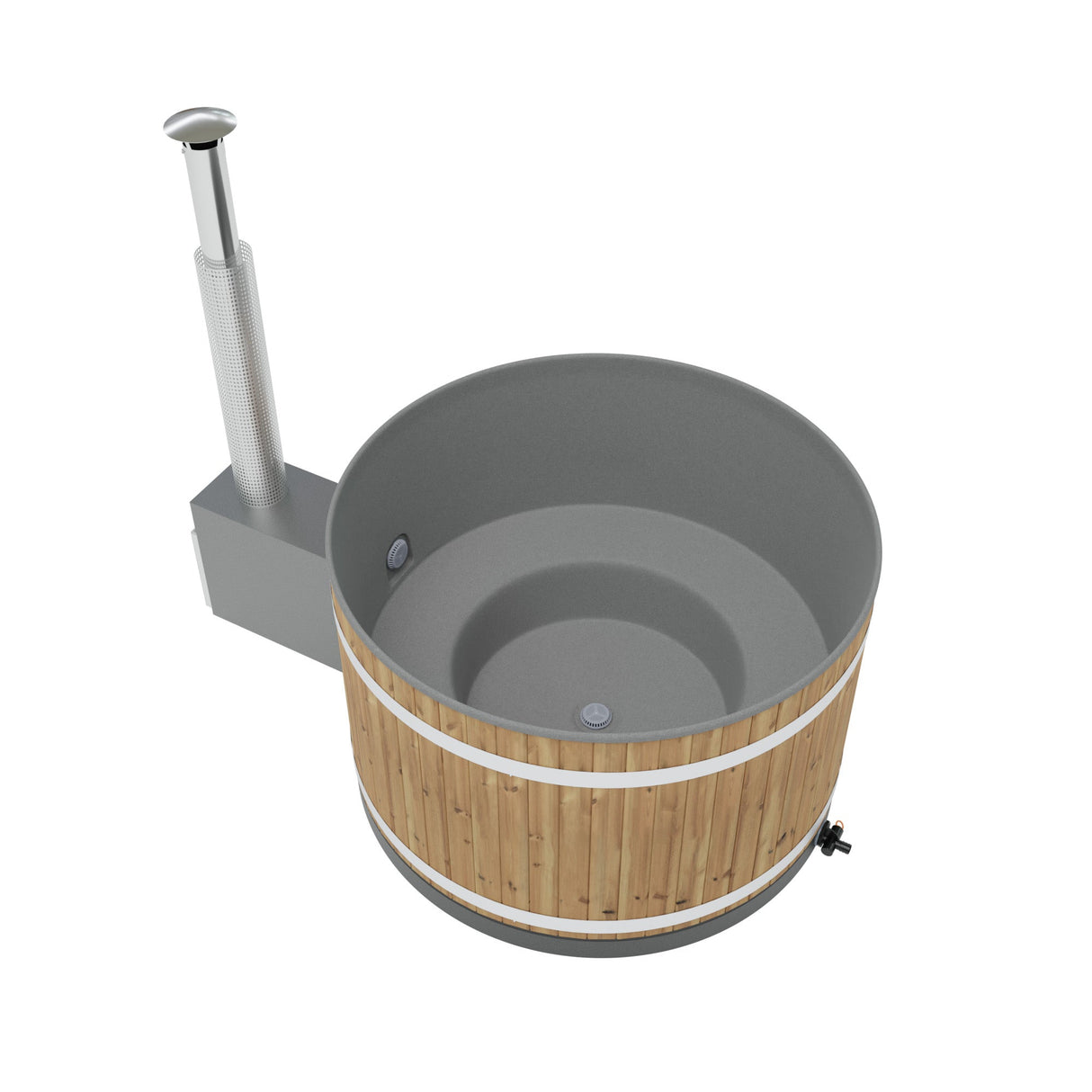 Kirami Breezy M | Badefassset mit Holzofen | 170 cm / 22 kW