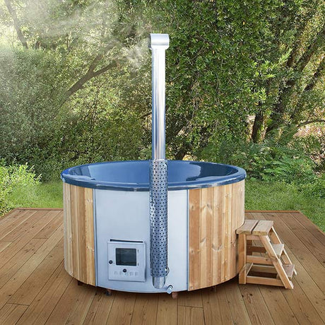 HotTub Badefass mit GFK-Einsatz für 4 Personen integrierter Ofen | Ø 2 Meter