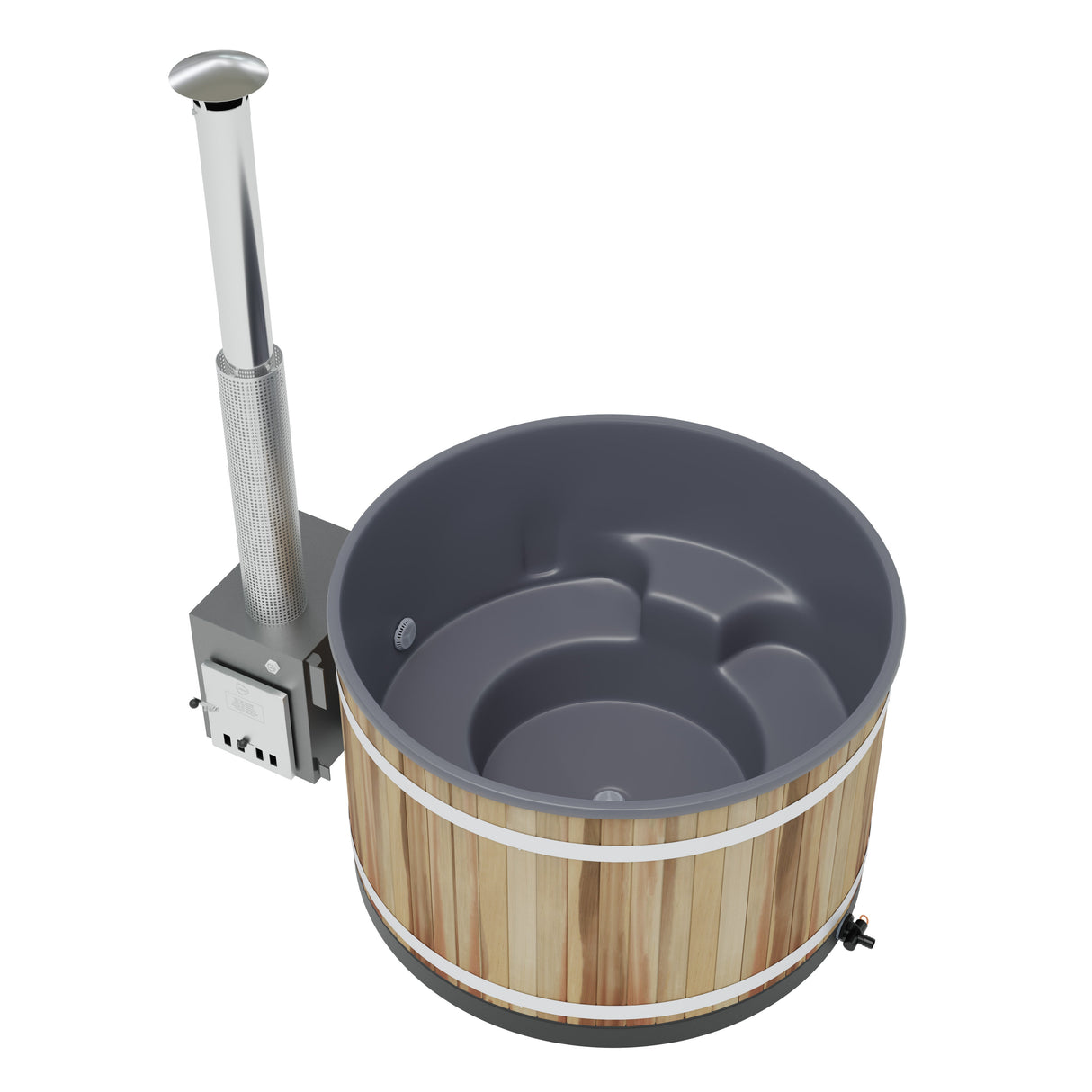 Kirami Comfort Steady M Badefass | Badefassset mit Holzofen | 170 cm / 29 kW