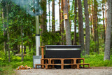 Kirami Comfort Steady M Badefass | Badefassset mit Holzofen | 170 cm / 29 kW