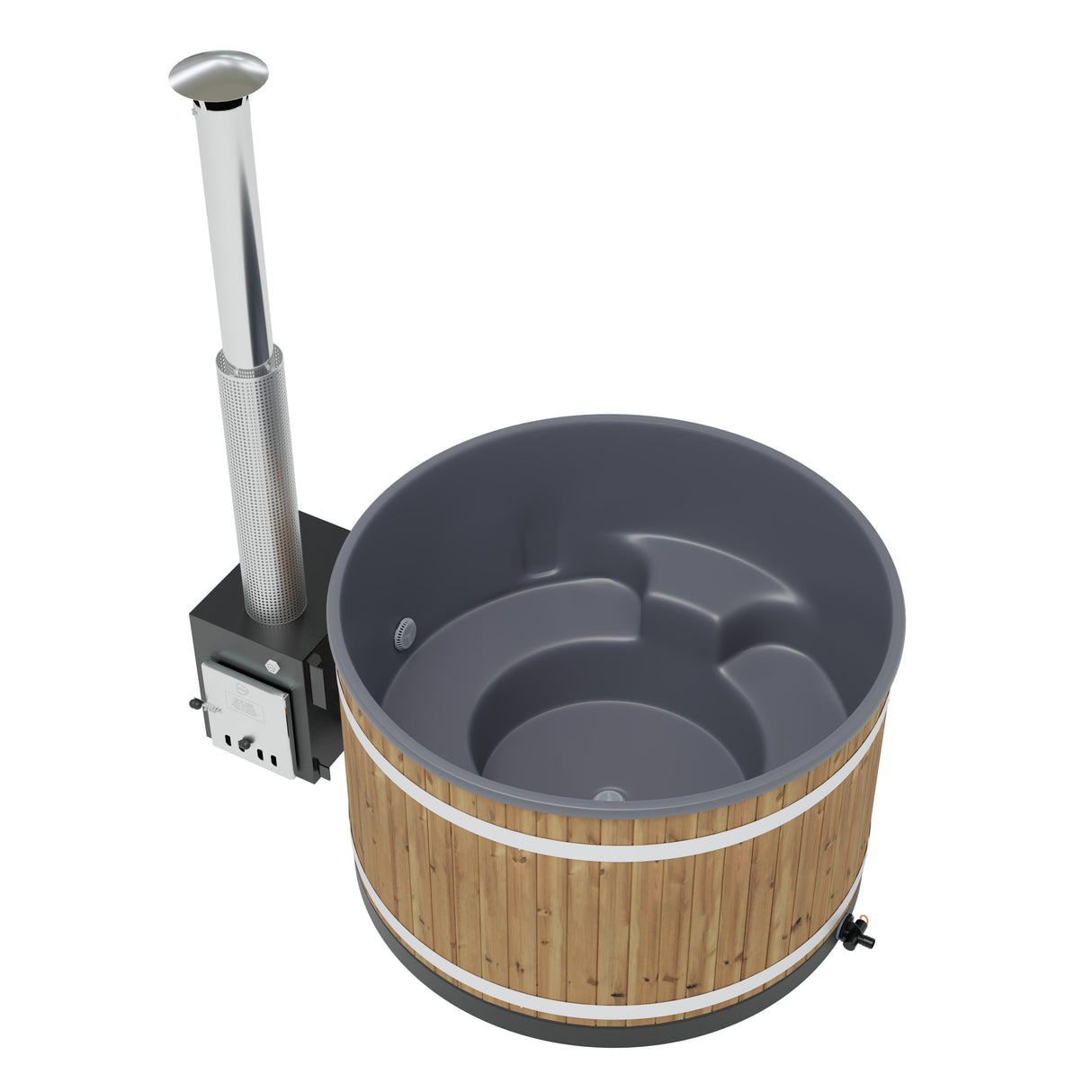 Kirami Comfort Steady M Badefass | Badefassset mit Holzofen | 170 cm / 35 kW