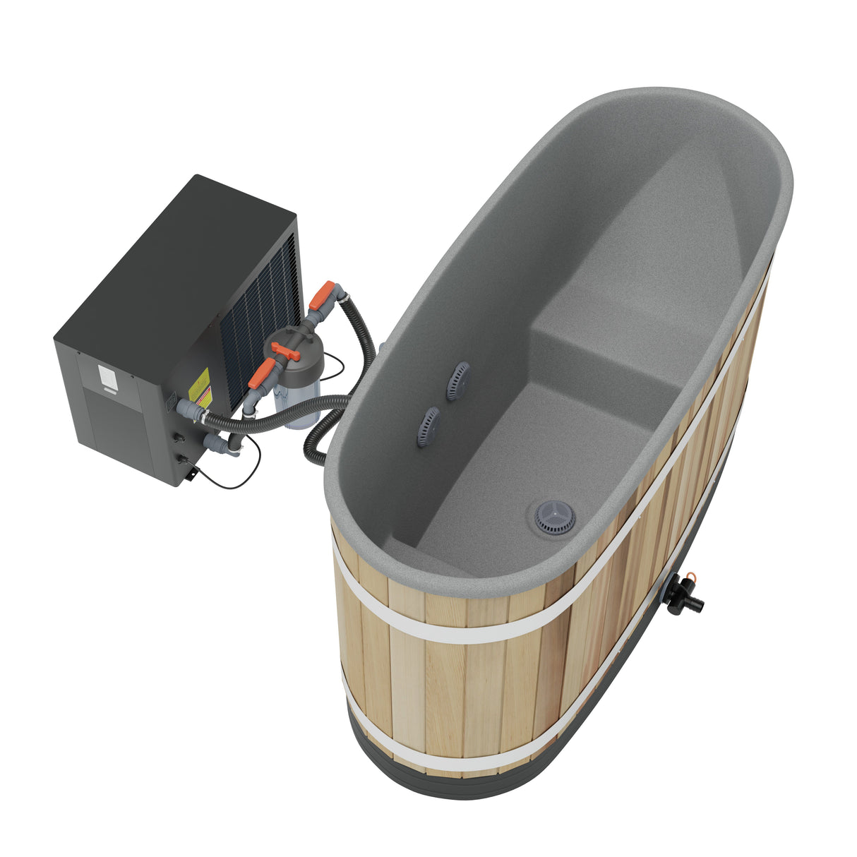 Kirami Premium Tiny S Dual | Badefassset mit Elektroofen und Filtersystem | 170 cm / 5 kW